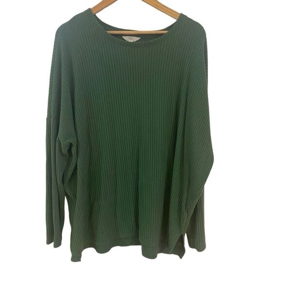 Time & Tru XXL long sleeve green ridged sweater - Picture 1 of 6